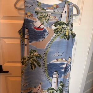 Scenic Print Sleeveless Mini Dress